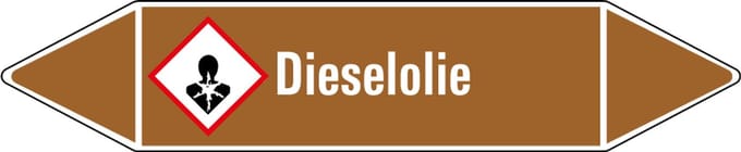 Dieselolie leidingmarkering op vel 75 x 17 mm - 8 per vel