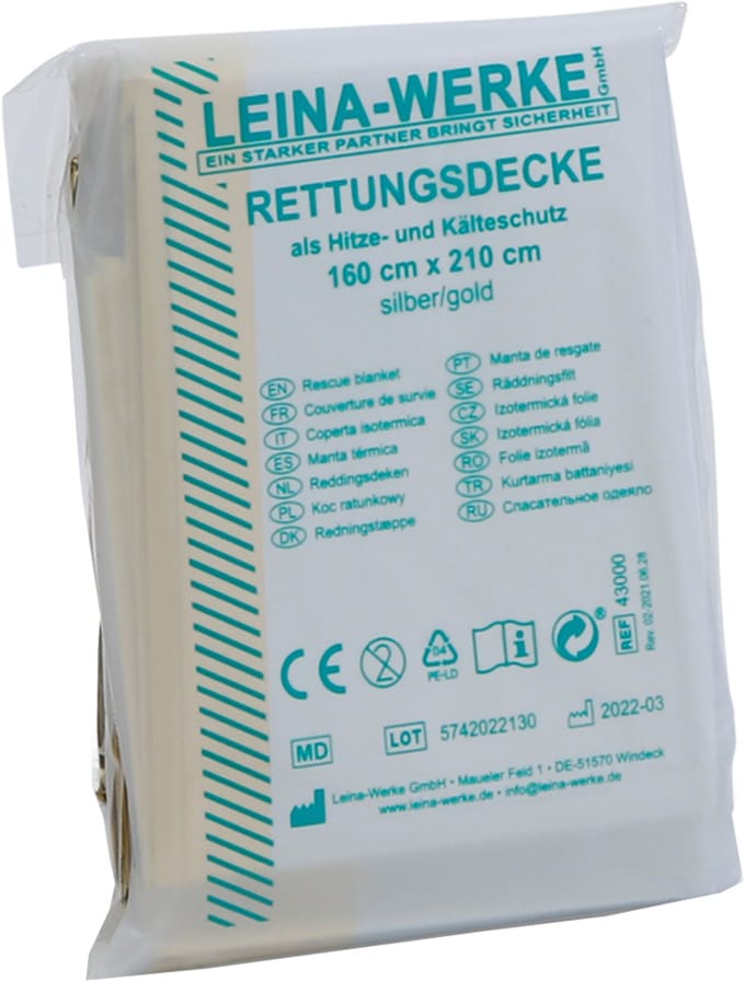 Reddingsdeken, 1.600 x 2.100 mm, zilver/goud