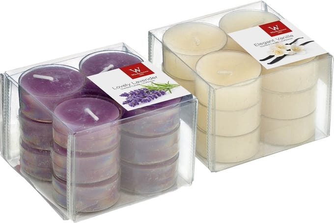 Geurkaarsen theelichtjes - 24 stuks - verse lavendel en vanille