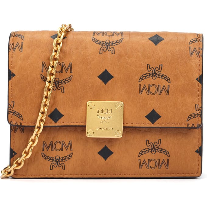 MCM Monogram Print Leren Portemonnee Crossbody Tas Dames tassen Cognac MYLFATA03CO001 Basic Set (Bag+Dust Bag) brown