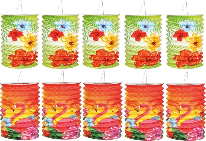 Boland Lampionnen Hawaii - 10x stuks - 16 cm - tropisch thema - versiering