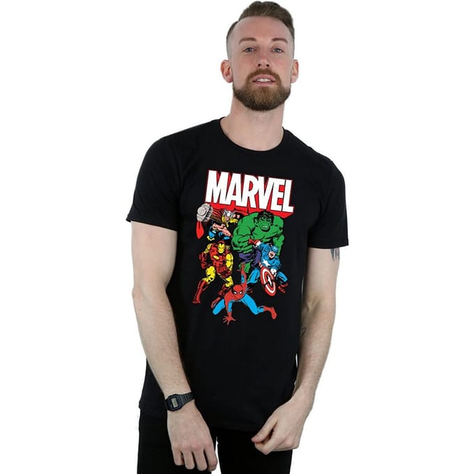 Marvel Heren Hero Group Katoenen T-Shirt (Zwart)