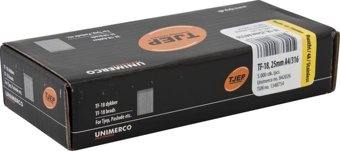 Minibrad 18G 1.2mm l= 25mm recht RVS (5000)