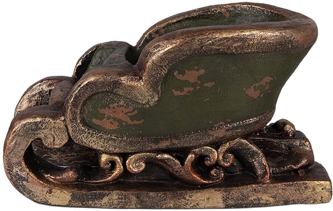Clayre & Eef Kerstdecoratie Beeld Slee 35x23x21 cm Groen Keramiek