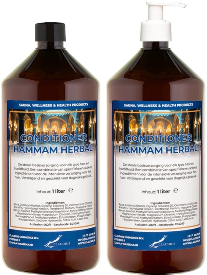 Hairconditioner Hammam Herbal 1 liter met witte pomp - set van 2 stuks