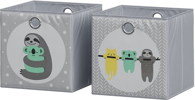 Vicco Opvouwbare box – 30 x 30 cm (luiaardmotief) Grijs