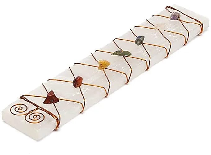 Seleniet edelsteen oplaadplaat chakra chips– 17 cm x 3 cm