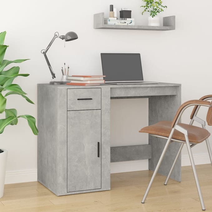 vidaXL - Bureau - 100x49x75 - cm - bewerkt - hout - betongrijs