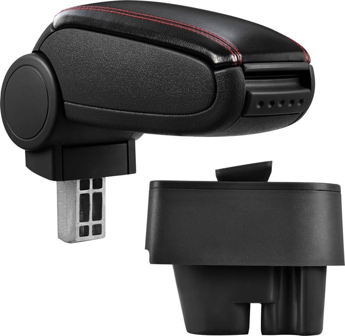 Armsteun-PEUGEOT 207-SW-CC-2000-kunstleer-zwart+rood stiksel