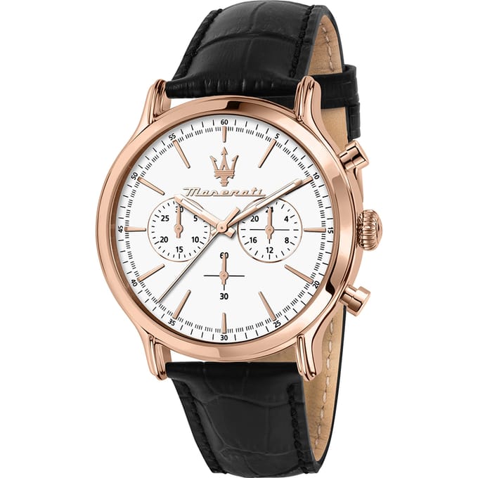 Maserati Epoca Wit Zwart Leer Heren Quartz Chronograaf R8871618016 wit