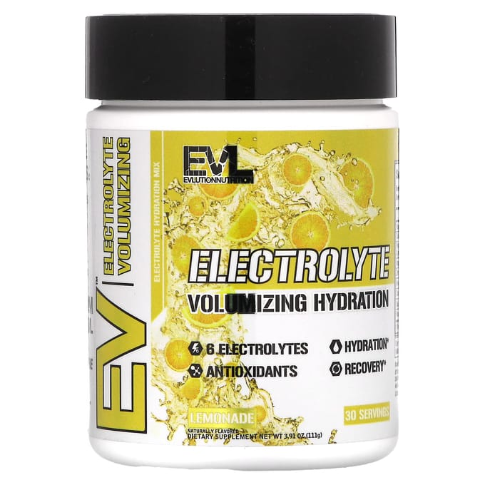 EVLution Nutrition, Hydratation Volumisante Électrolytique, Saveur Limonade, 3,91 oz (111 g)