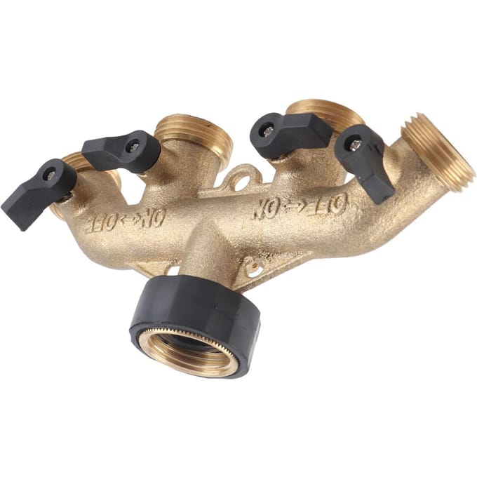 4-weg Waterslang Splitter Kraanaansluiting Adapter voor Landbouwirrigatie Amerikaanse Draad beige