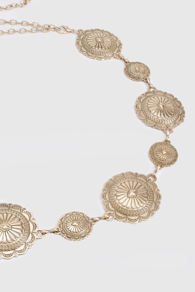 boohoo Dames Western Detail Kettingriem | Goud
