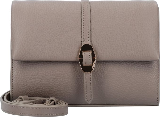 COCCINELLE Leren Schoudertas Dorian Mini Bag Grained Leather Warm Taupe