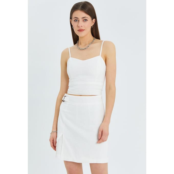 Hart Kraag Getailleerde Croplange Blouse