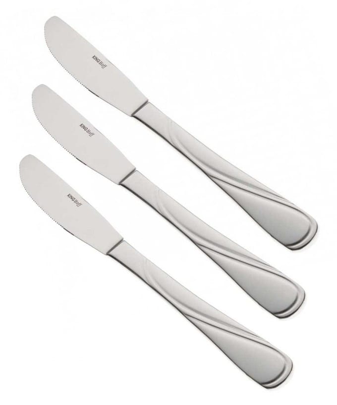 Kinghoff KH-1443 - Diner Mes - Roestvrij Staal - Hoogglans - 21cm - Set van 3