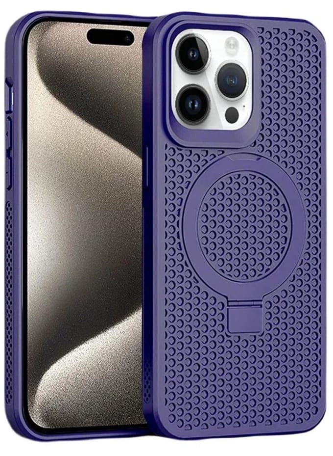 Cityhoesje - iPhone 15 Pro Max - Magnetic - Ring Holder Kickstand - Protective – Backcase - Paars
