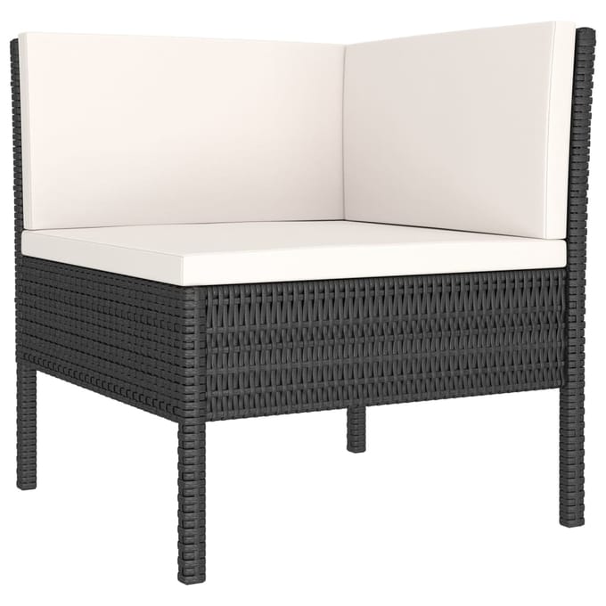 vidaXL - 5-delige - Loungeset - met - kussens - poly - rattan - zwart