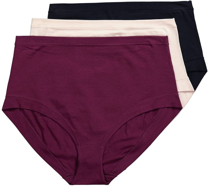 Ulla Popken - Dames - Maxislips set van 3 hoge taille minimalistische look - Zwart - Maat 54+