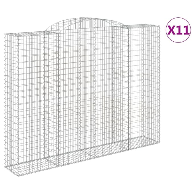 vidaXL - Schanskorven - 11 - st - gewelfd - 300x50x220/240 - cm - ijzer
