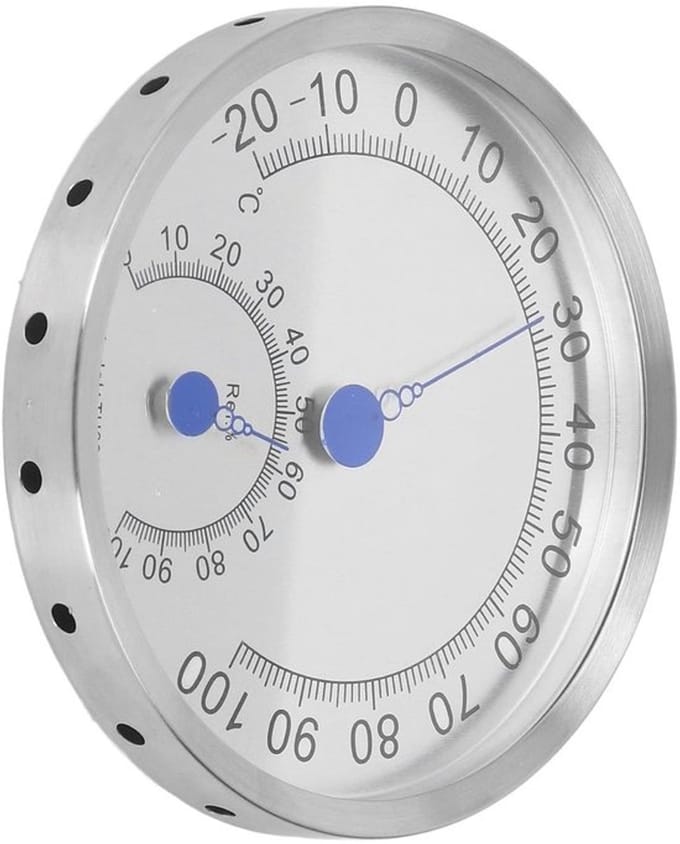 Allecto - Ronde Thermometer Rvs - Buiten Thermometer met Hygrometer
