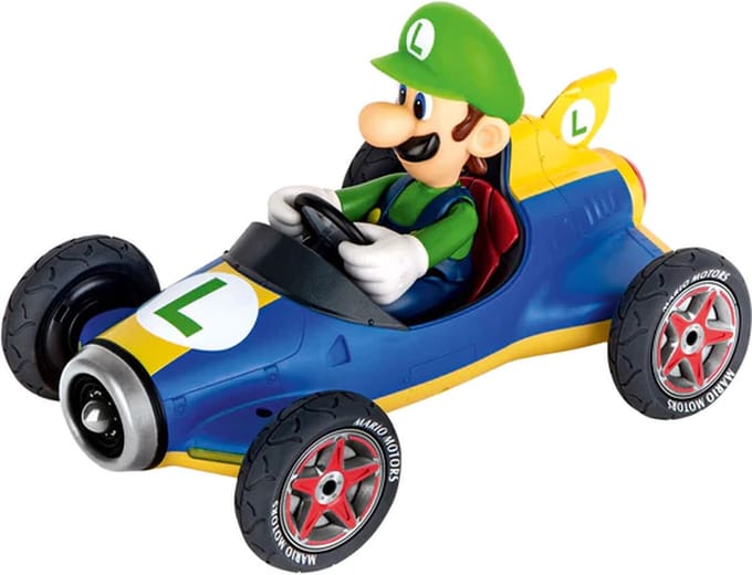 Carrera Speelgoedvoertuig Auto - Mario Kart - Mach8 car Luigi - Pull Back Auto - Terugtrekauto - 1:43