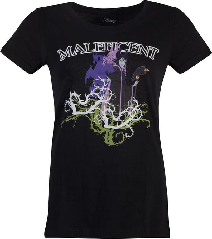 Disney Maleficent - Gel Printed Dames Tshirt - M - Zwart