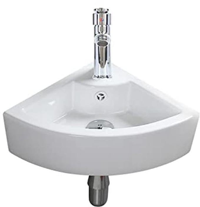 Compacte Keramische Hoek Wastafel voor Badkamer en Toilet - Glanzend Wit Modern Ontwerp