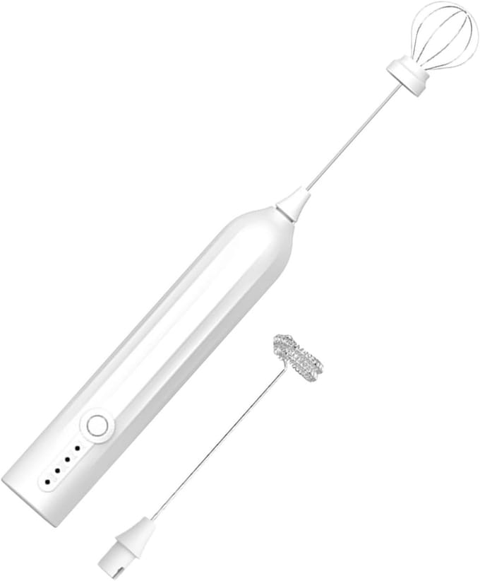 Melkopschuimer - Melkopschuimer elektrisch - Melkopschuimer handmatig - Melkopschuimer oplaadbaar - Mini-garde - schuimmaker met USB-oplaadbare 3 snelheden - Voor latte-cappuccino-koffieroom-warme chocolademelk-ei - Wit