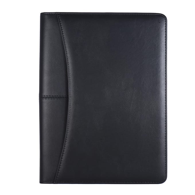A4 PU-lederen zakelijke portfoliomap met ritssluiting, organizer + rekenmachine black