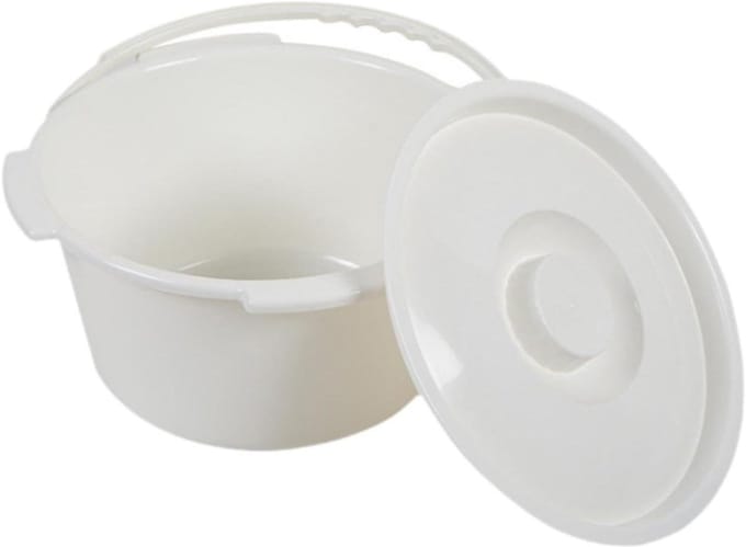 Commode emmer - Draagbaar toilet - Ouderen helpen - Met deksel en handvat - 305 cm hoog - Wit