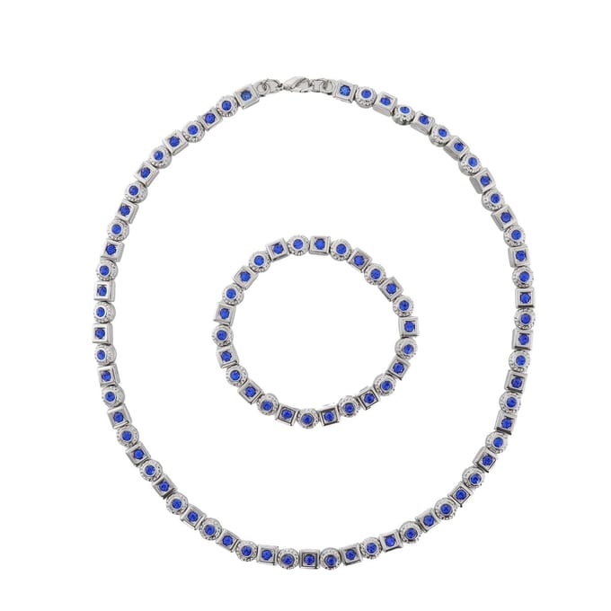 Behave - Klassieke Ketting en Armband Set met Blauwe Stenen