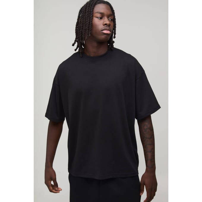 Essential Oversized Crew Neck T-Shirt | Black | Size Large