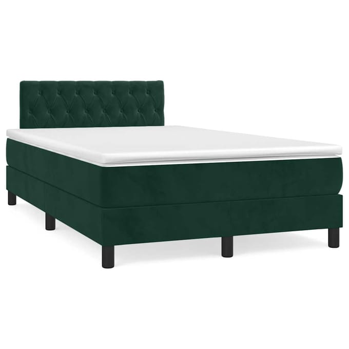 vidaXL - Boxspring - met - matras - fluweel - donkergroen - 120x190 - cm