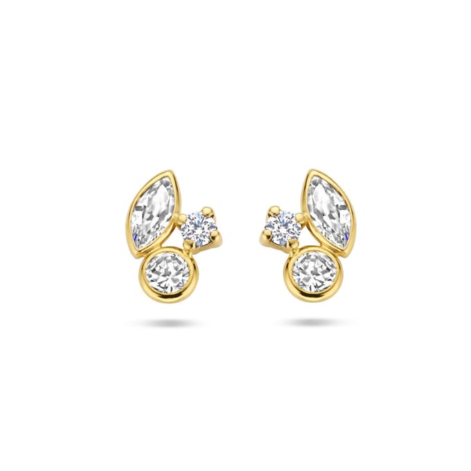 14K geelgoud oorknoppen zirkonia 4027735