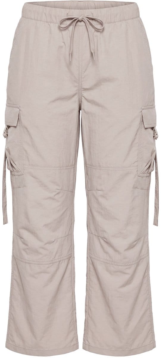 Ulla Popken - Dames - Cargobroek utility-style elastische tailleband cargozakken - Beige - Maat 42