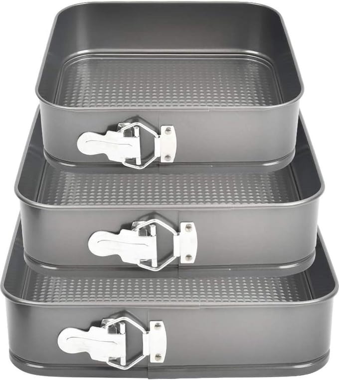 3 Bakvormen-Bakken-Cakevorm-24-26-28CM-Vierkant