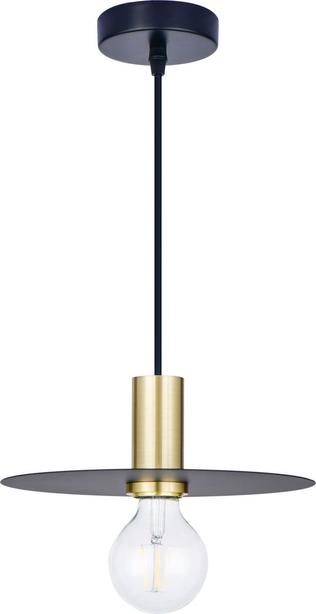 LETT® Salo Hanglamp - Ø 25 cm - E27 - Zwart / Goud Messing