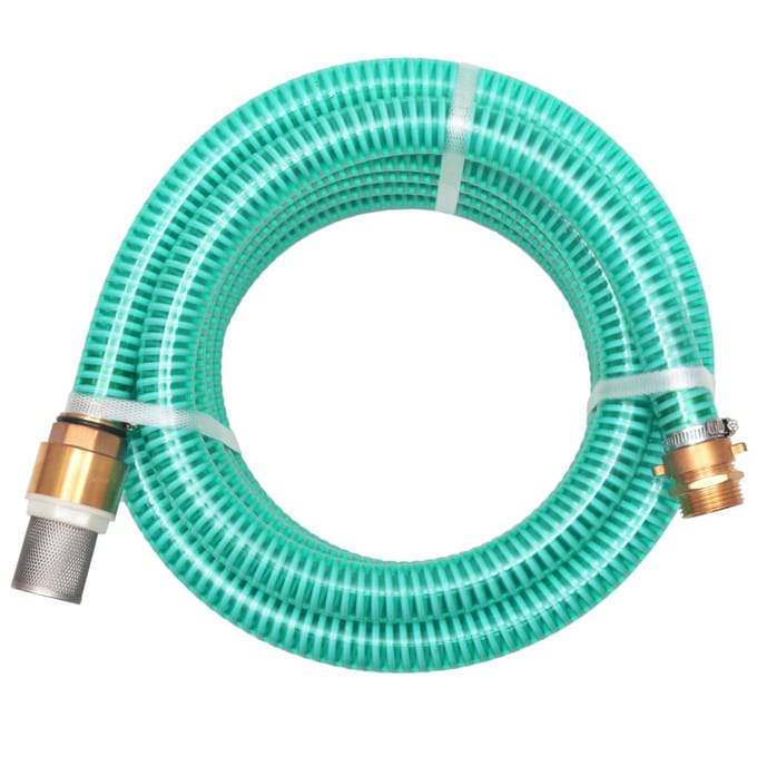 vidaXL - Zuigslang - met - messing - koppelingen - 7 - m - 25 - mm - groen