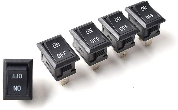 Mini tuimelschakelaar 2-polig SPST 5 stuks | ON/OFF | Geschikt voor AC 125V-250V en DC 12V-60V