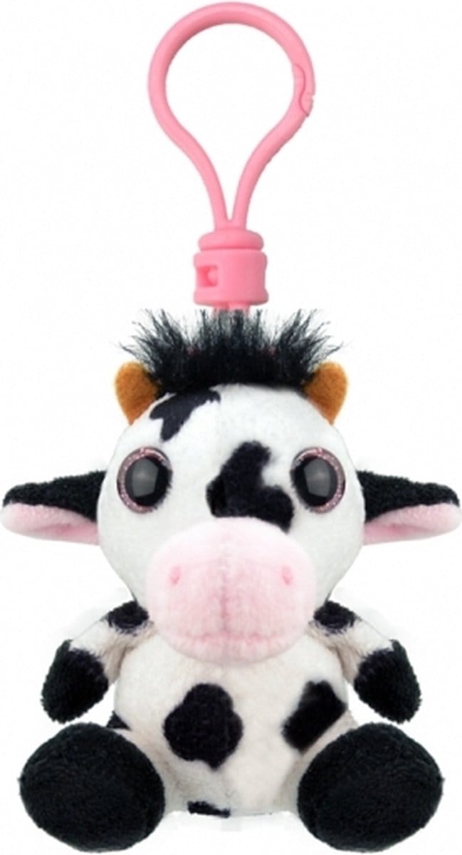 Wild Planet Koe Sleutelhanger - 9 cm - pluche - koeien knuffel hanger