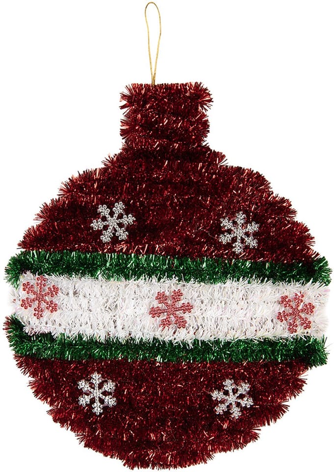 Clayre & Eef Kerstdecoratie Kerstbal 22x2x26 cm Rood Kunststof