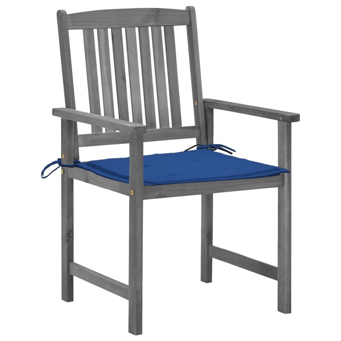 vidaXL - Tuinstoelen - 4 - st - met - kussens - massief - acaciahout - grijs