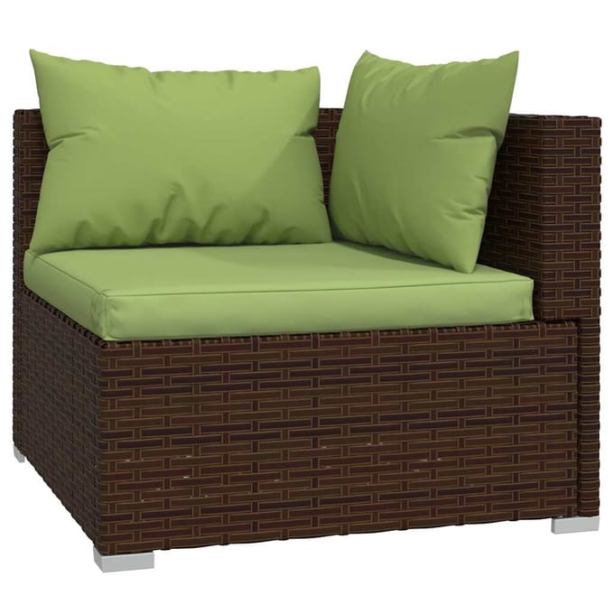 vidaXL - 4-delige - Loungeset - met - kussens - poly - rattan - bruin