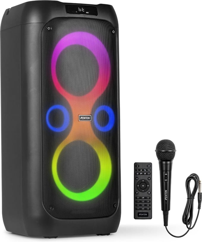 Partybox - Fenton Core130 - Bluetooth speaker met lichteffecten - Met microfoon en oplaadbare accu