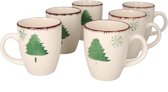 Set van 6 koffiemokken sneeuwvlok & kerstboom 300ml - 23105770