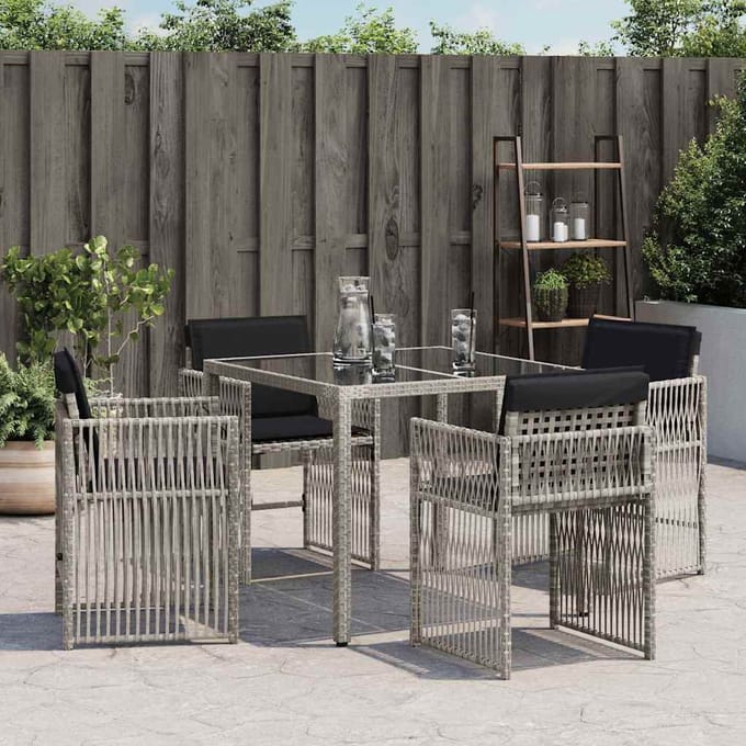 vidaXL - Tuinstoelen - 4 - st - met - kussens - poly - rattan - lichtgrijs