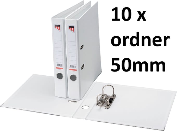10 x Ordner Quantore - A4 - 50mm breed - PP kunststof - wit