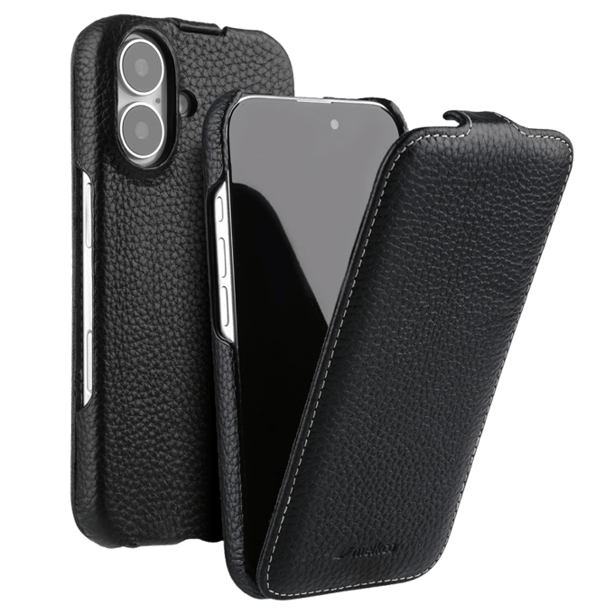 Melkco Apple iPhone 16 Leather Flip Case Zwart
