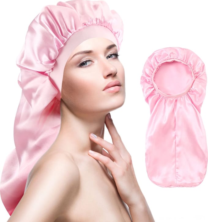 Behave Bonnet - Satijnen Slaapmuts - Bonnet Satijn - Slaapmuts - Extra Lang - Roze